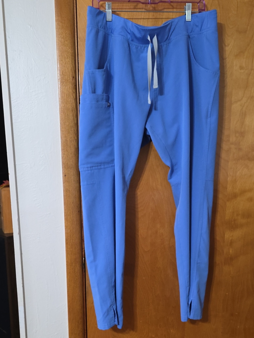 Ladies Blue Drawstring Sceub Pants By FIGS